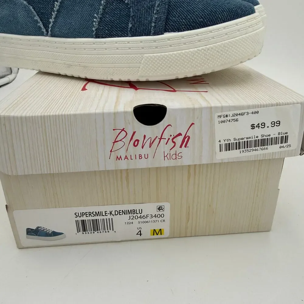 Blowfish Malibu Supersmile-K Girls Denim Oxford Shoes NEW in Box Size 4